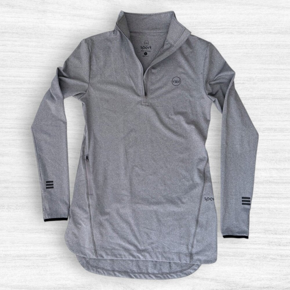 VEIL Spark Half Zip Athletic Pullover Gray Performance Running Workout Top